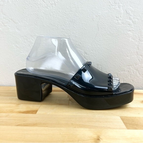 Madden Girl Paccer Chunky Y2K Black Studded Jelly Slide Sandals Women's Size 9 - Picture 2 of 12
